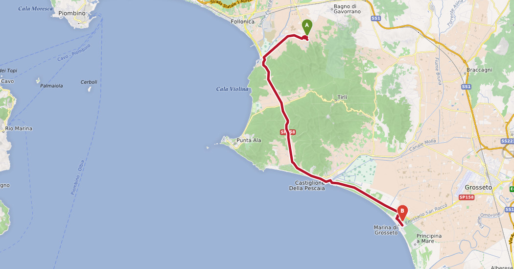 scarlino grosseto strand route