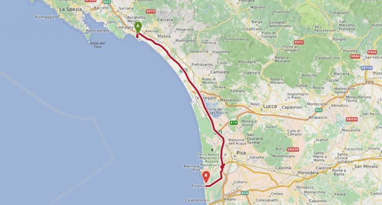 carrara pisa strand route