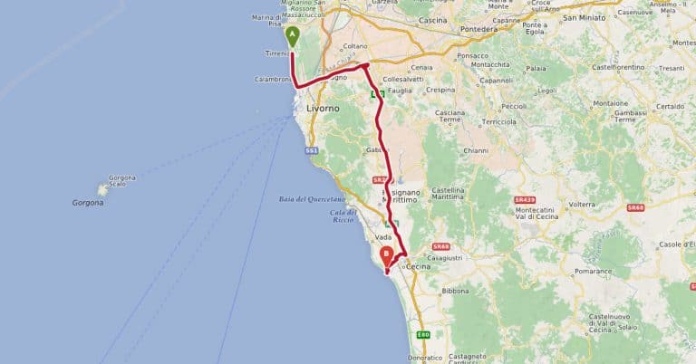 livorno cecina strand route
