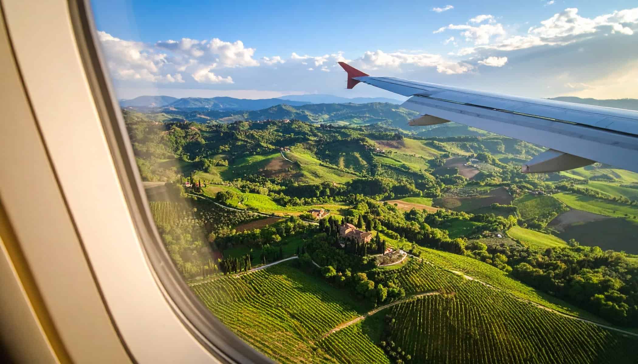 Toskanalandschaft aus dem Flugzeug
