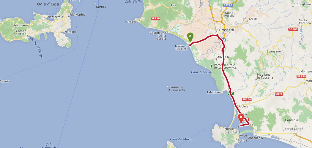 grosseto orbetello strand route